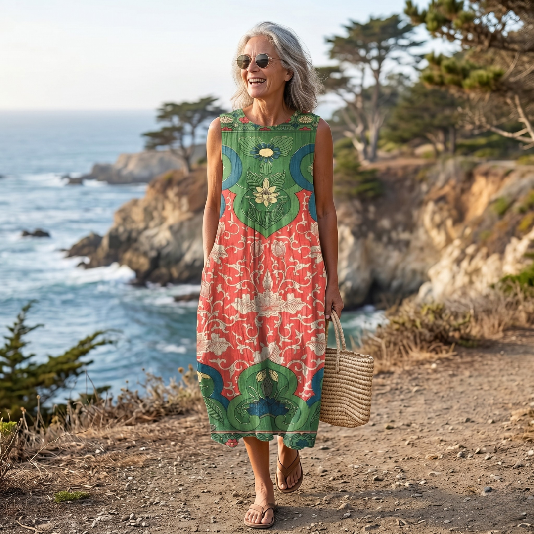 boho dress sale Green Boho Aztec Maxi Dress