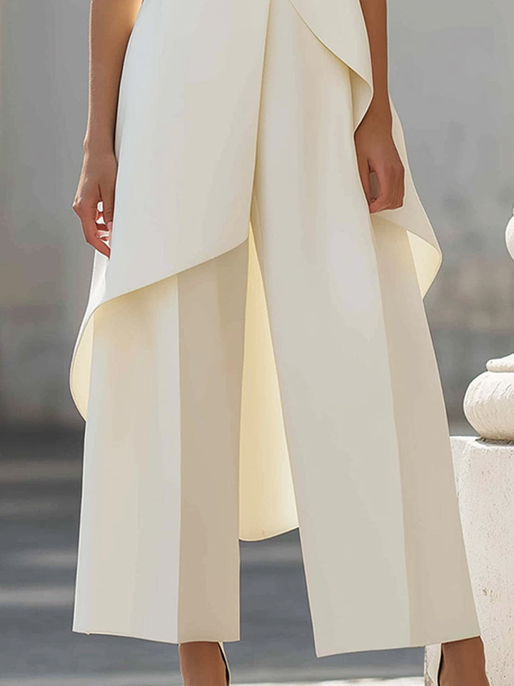 Fleur | Asymmetric Layered Sleeveless Top & Wide-Leg Pants Set