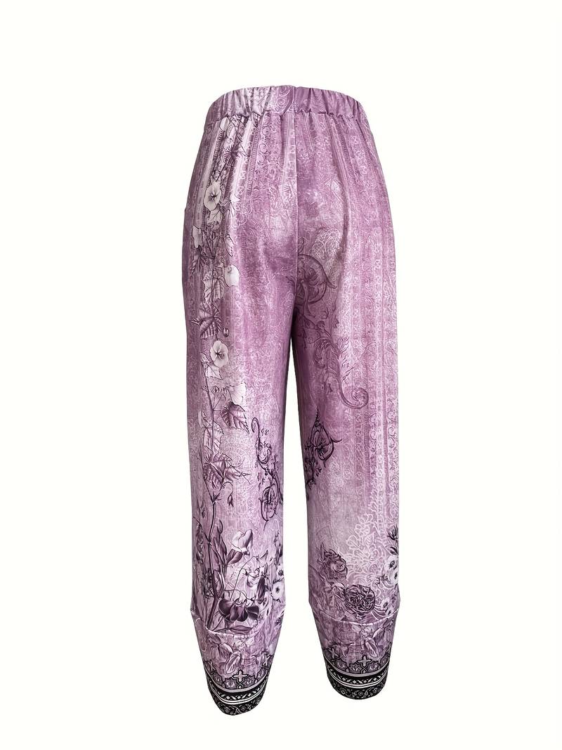Natasha | Vintage Floral Capri Pant With Elastic Waist