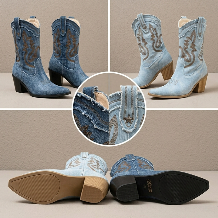 Veronica | Denim Ankle Boots