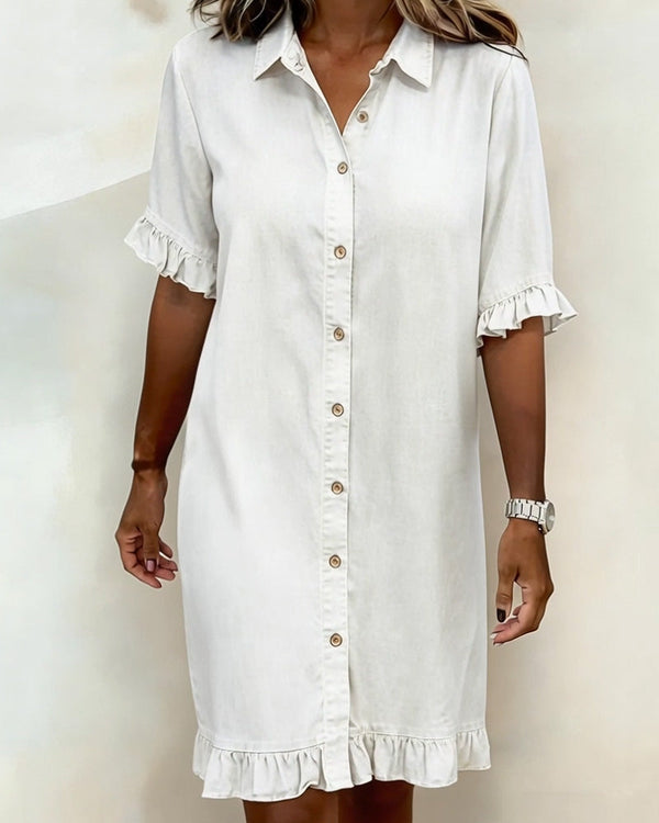 Zandrea | Comfortable Denim Dress With Flattering Rubbing