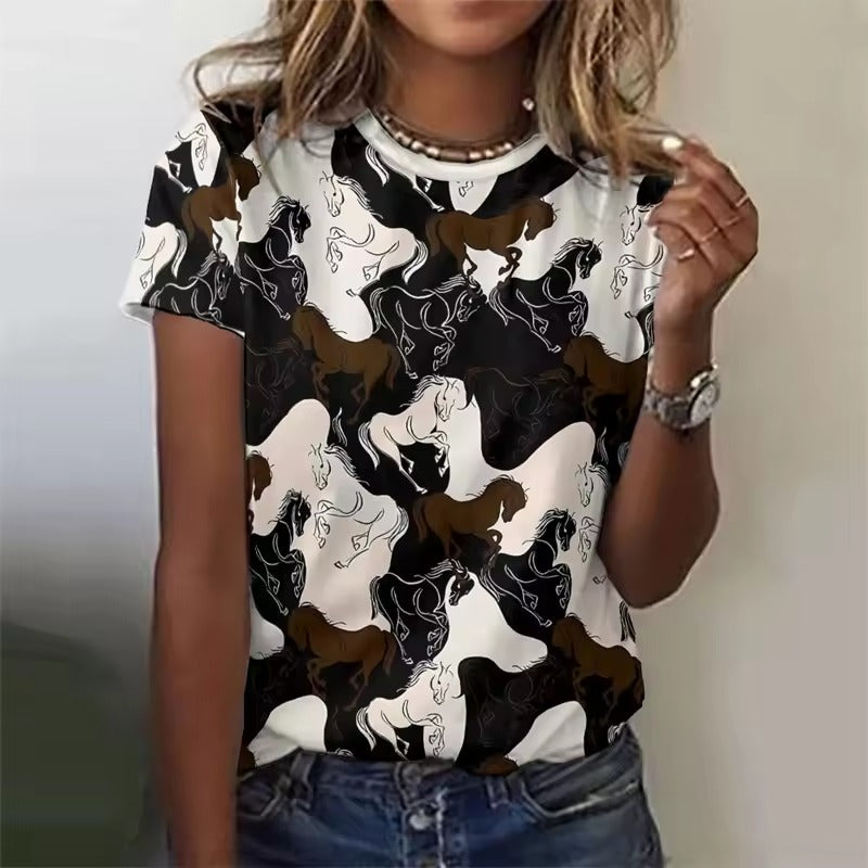 Nyla | Women's Cute Farmland Art Print Shirt