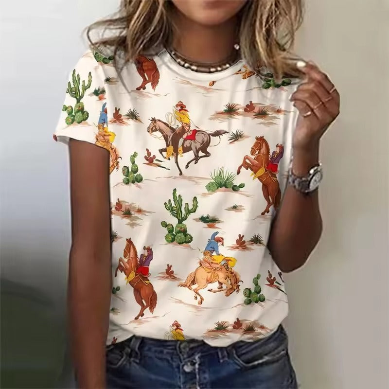 Octavia | Women's Cute Farmland Art Print Shirt