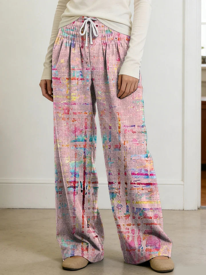 Flora | Women's Geometry Color Splicing Gradient Art Print Casual Pants