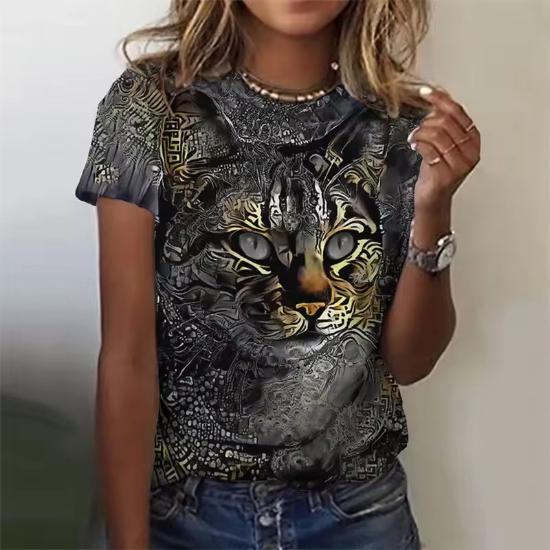 Joanna | Women's Cute Kitten Art Print Shirt