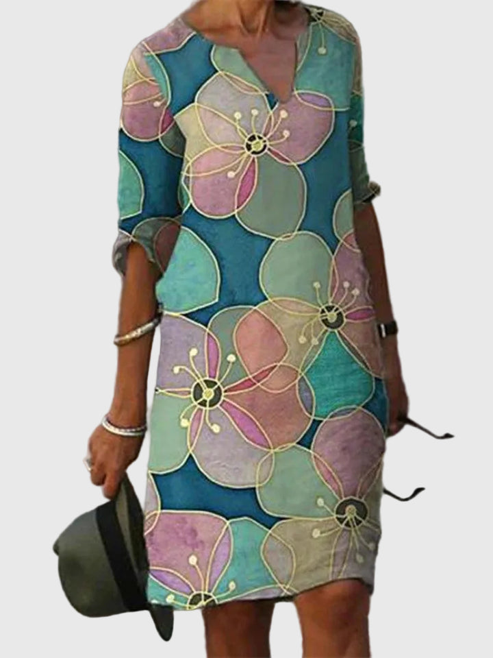 Addison | Spring Dress with V-Neck and Three-Quarter Sleeves