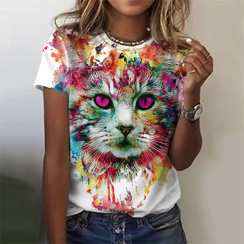 Katelyn | Women's Cute Kitten Art Print Shirt