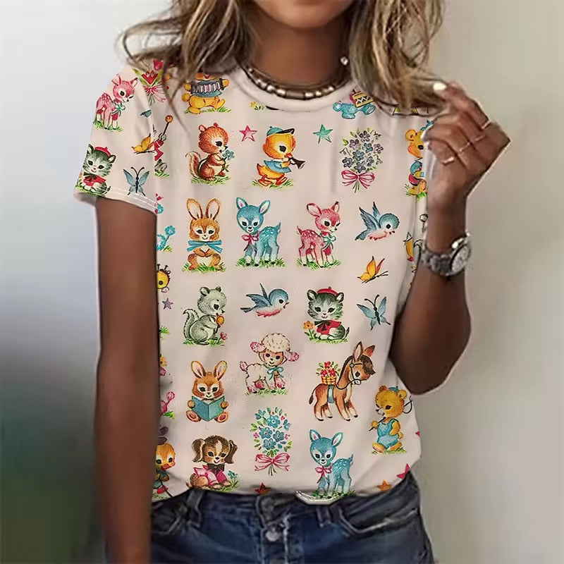 Rhianna | Women's Cute Farmland Art Print Shirt