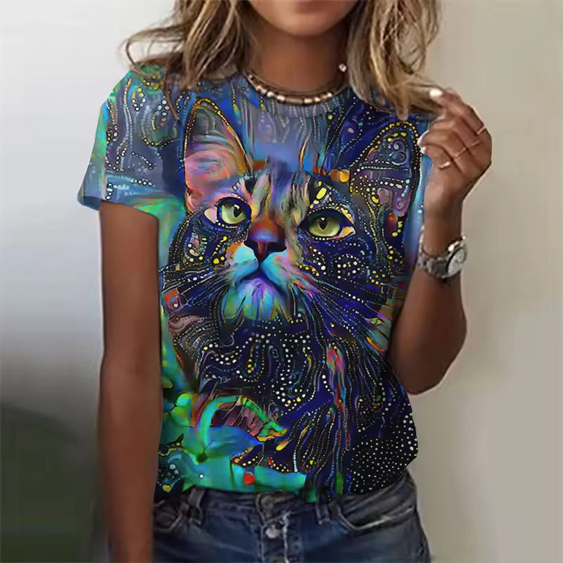 Macie | Women's Cute Kitten Art Print Shirt