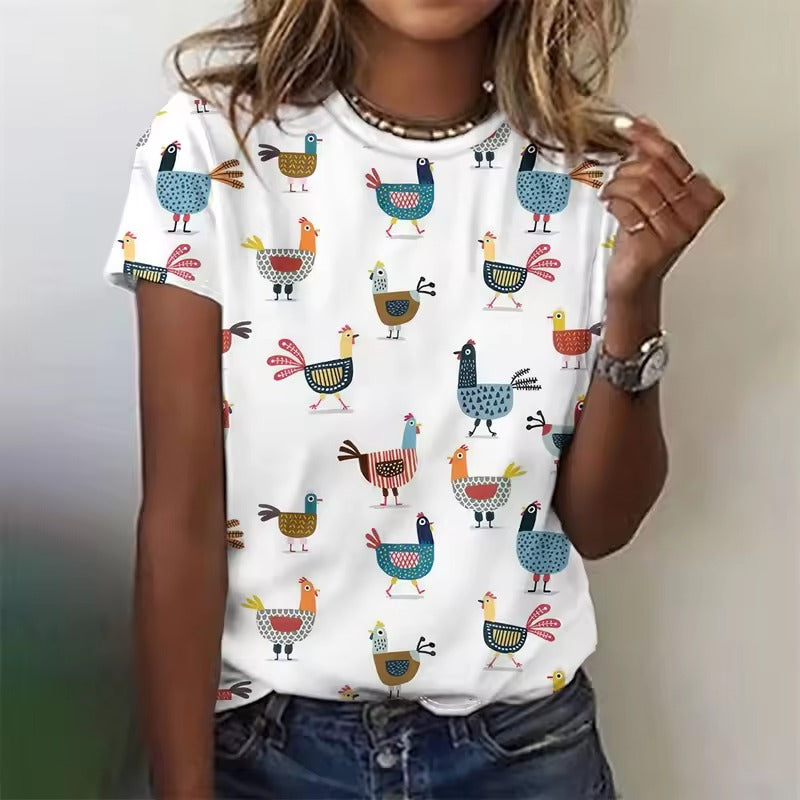 Rebecca | Women's Cute Farmland Art Print Shirt
