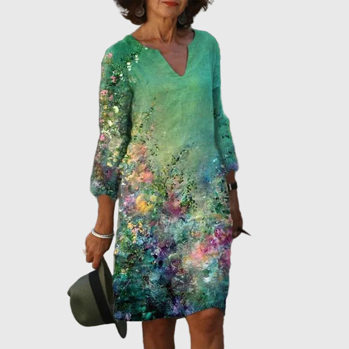 Addison | Spring Dress with V-Neck and Three-Quarter Sleeves
