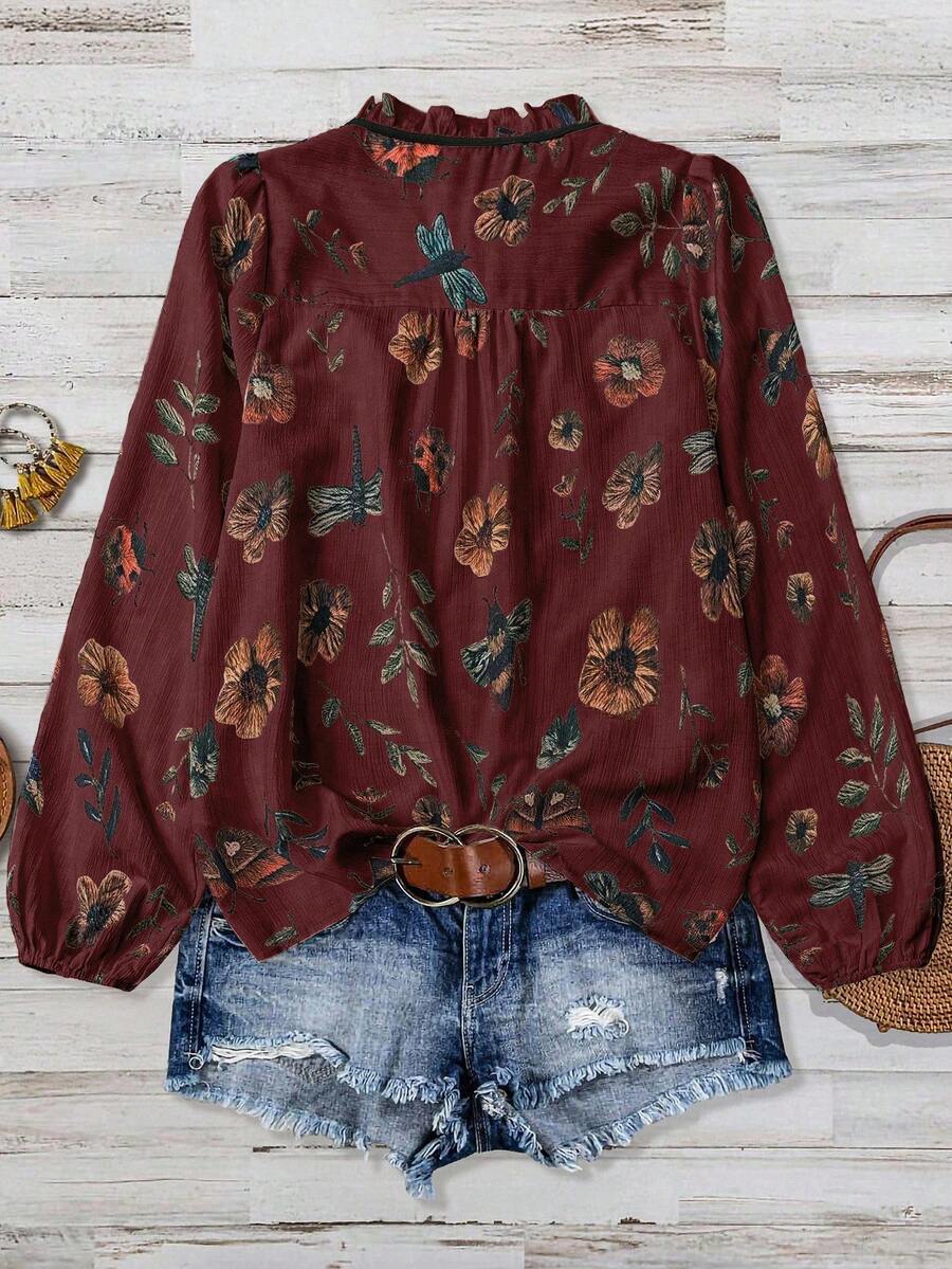 Liora | Vintage Meadow Tie Blouse