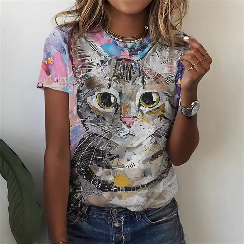 Maureen | Women's Cute Kitten Art Print Shirt