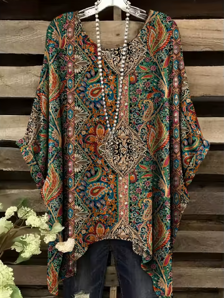 Ilaria | Vintage Bohemian Floral Print Women's T-Shirt