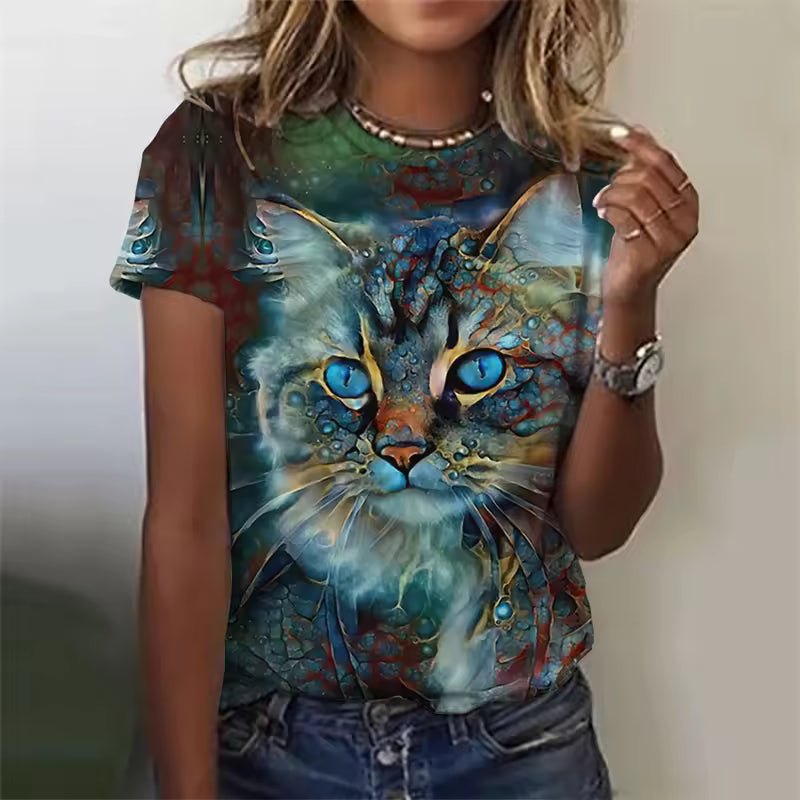 Mavis | Women's Cute Kitten Art Print Shirt