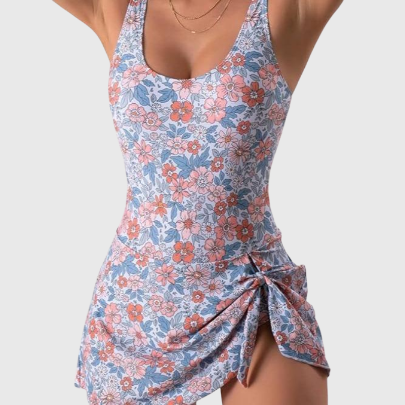 Quincy | Floral Swim Dress Slimming Fitted One Piece Beachwear
