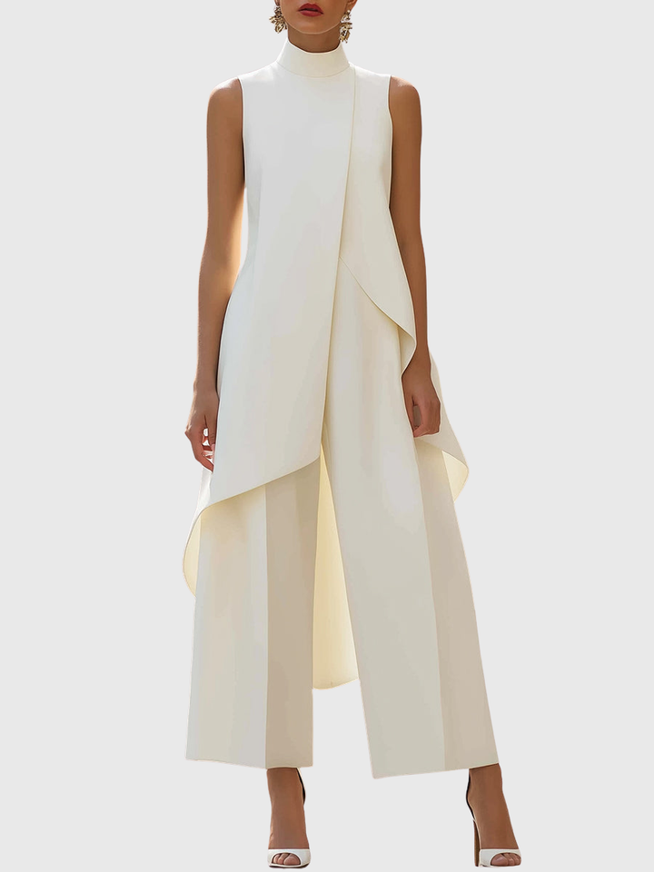 Fleur | Asymmetric Layered Sleeveless Top & Wide-Leg Pants Set
