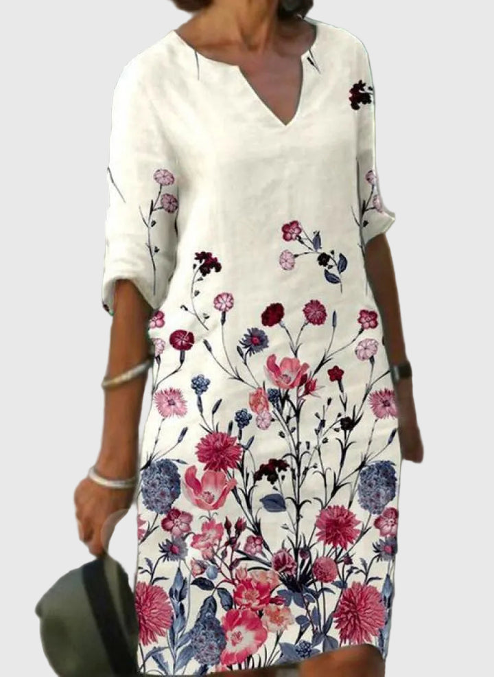 Addison | Spring Dress with V-Neck and Three-Quarter Sleeves