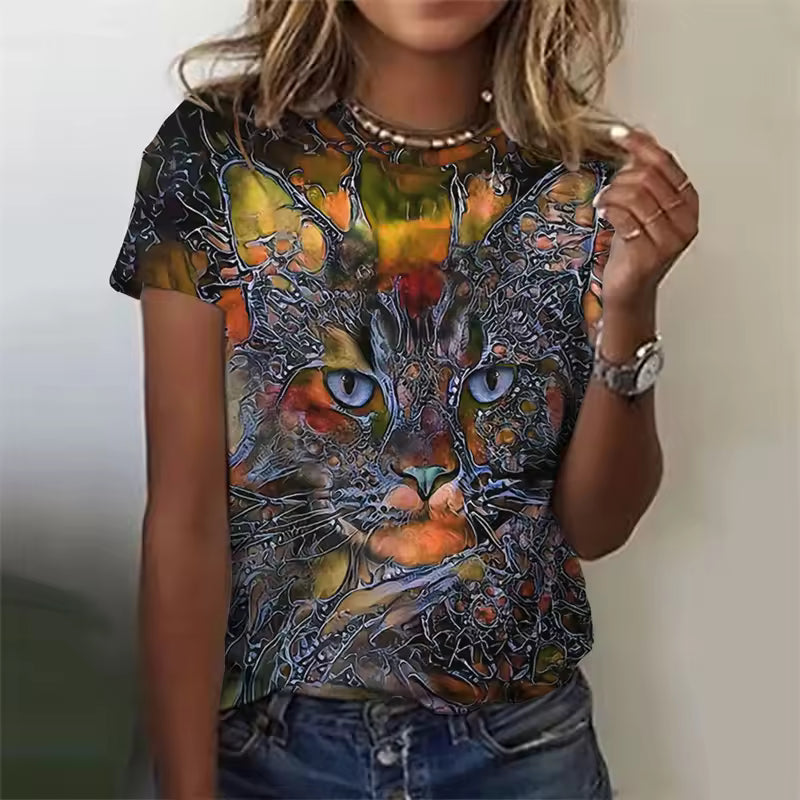 Morgan | Women's Cute Kitten Art Print Shirt