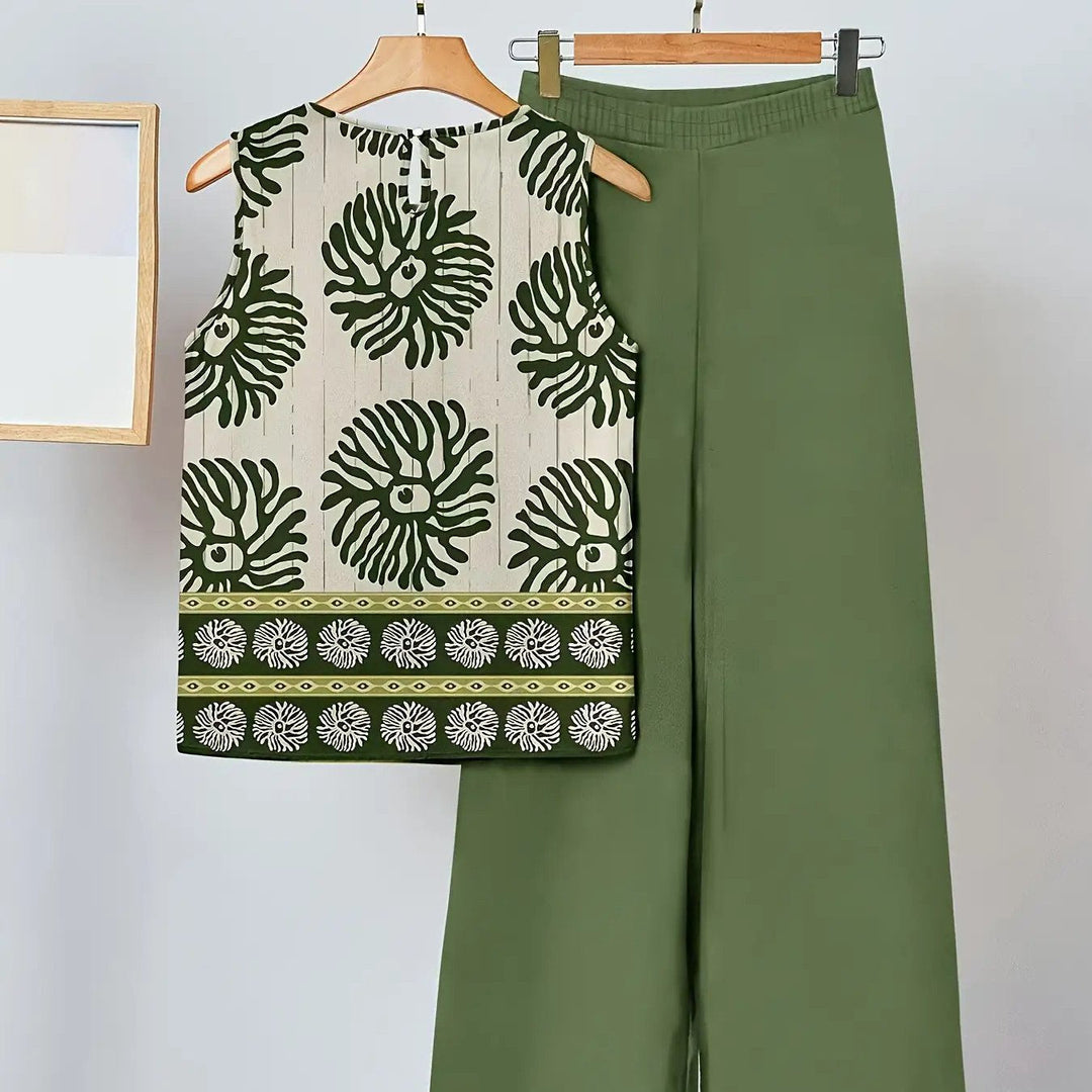 Monica | Green Floral Two-Piece Set