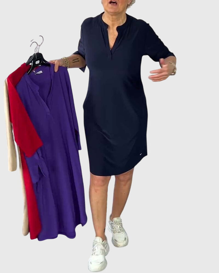 Destiny | Solid V-Neck Dress