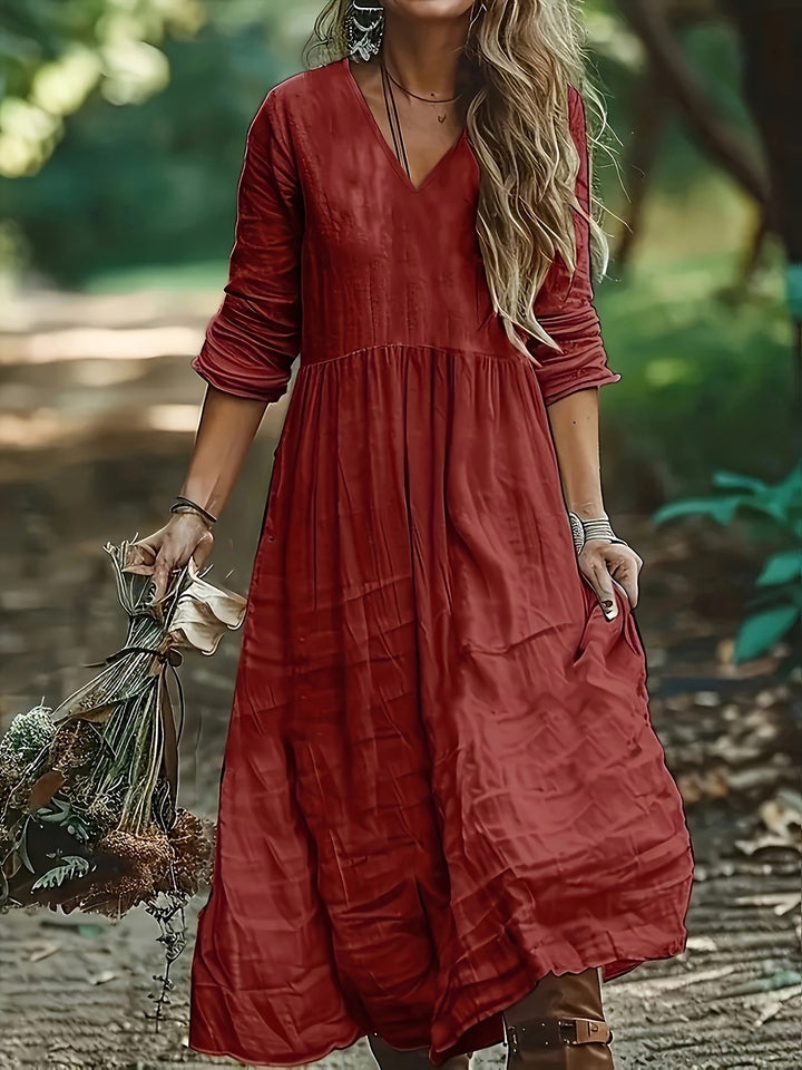 Sharon | Fashionable Long Dress With V Neck