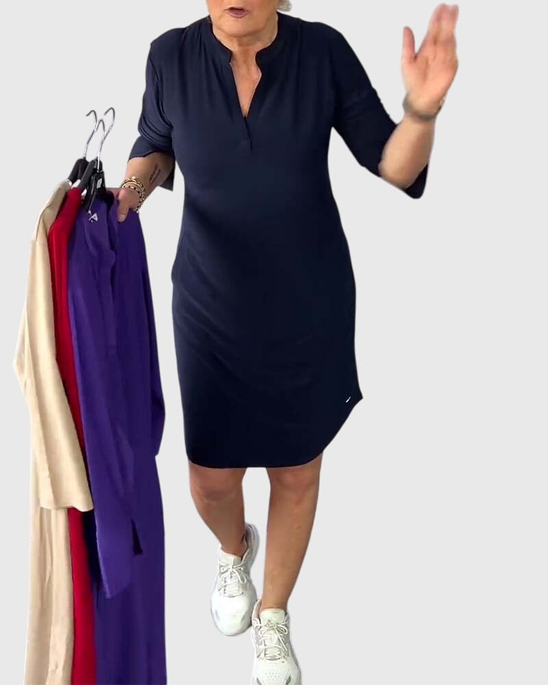 Destiny | Solid V-Neck Dress
