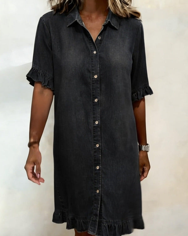 Zandrea | Comfortable Denim Dress With Flattering Rubbing