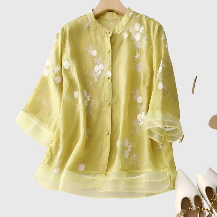 Edena | Elegant Top with Embroidered Flowers