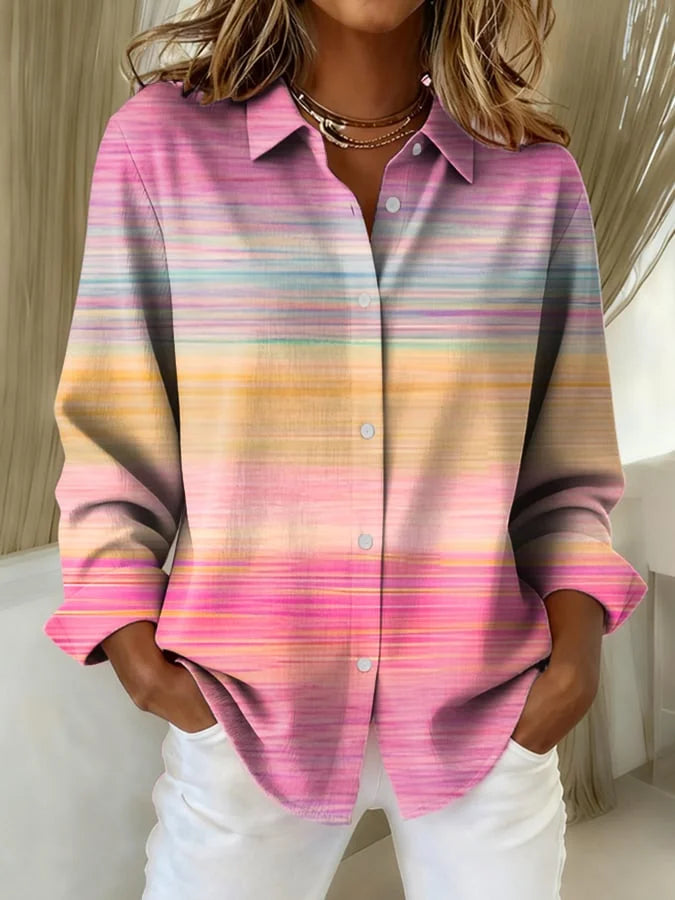 Estella | Women's Casual Retro Pink Gradient Shirt