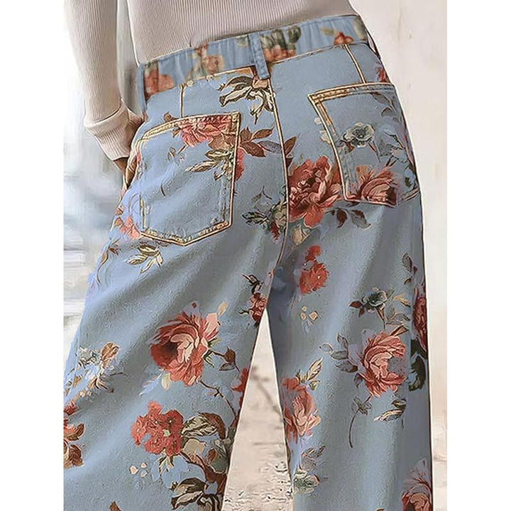 Audrey | Floral Wide Leg High Waist Casual Pants
