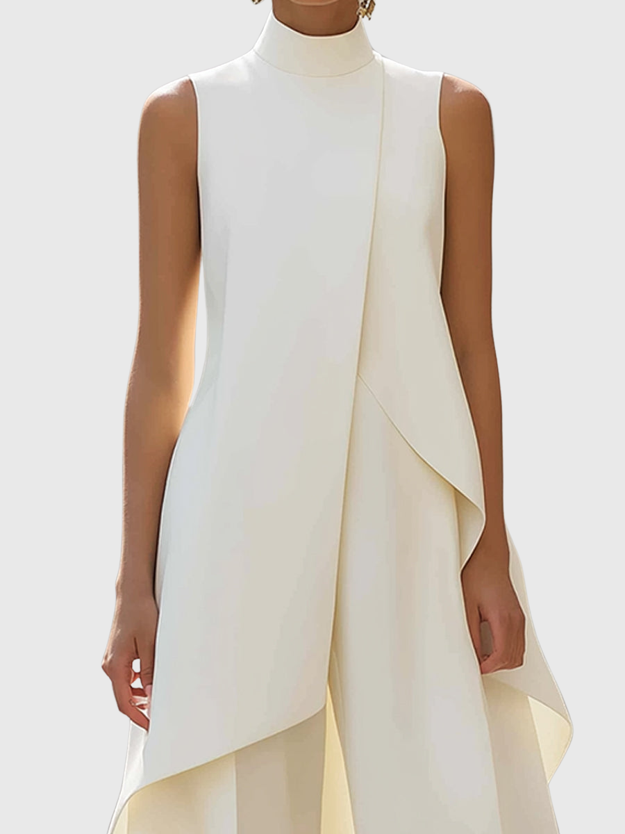 Fleur | Asymmetric Layered Sleeveless Top & Wide-Leg Pants Set