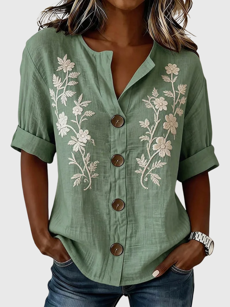 Gomez | Elegant Top With Floral Embroidery