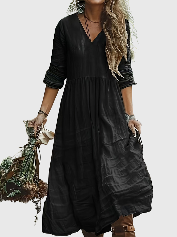 Sharon | Fashionable Long Dress With V Neck