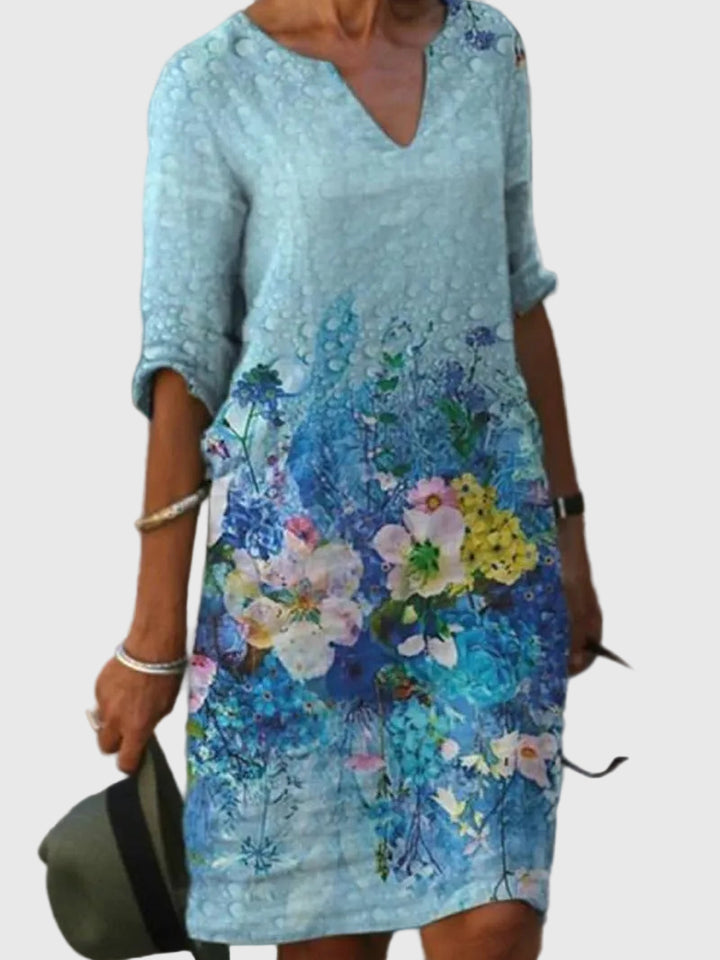 Addison | Spring Dress with V-Neck and Three-Quarter Sleeves