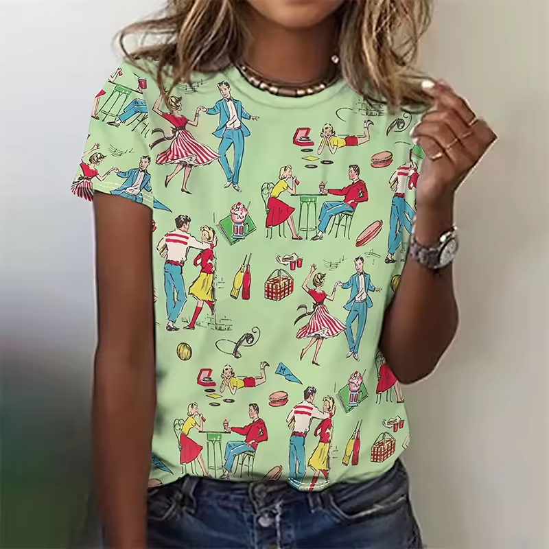 Myra | Women's Cute Farmland Art Print Shirt