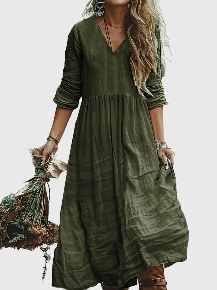 Sharon | Fashionable Long Dress With V Neck