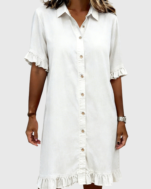 Zandrea | Comfortable Denim Dress With Flattering Rubbing