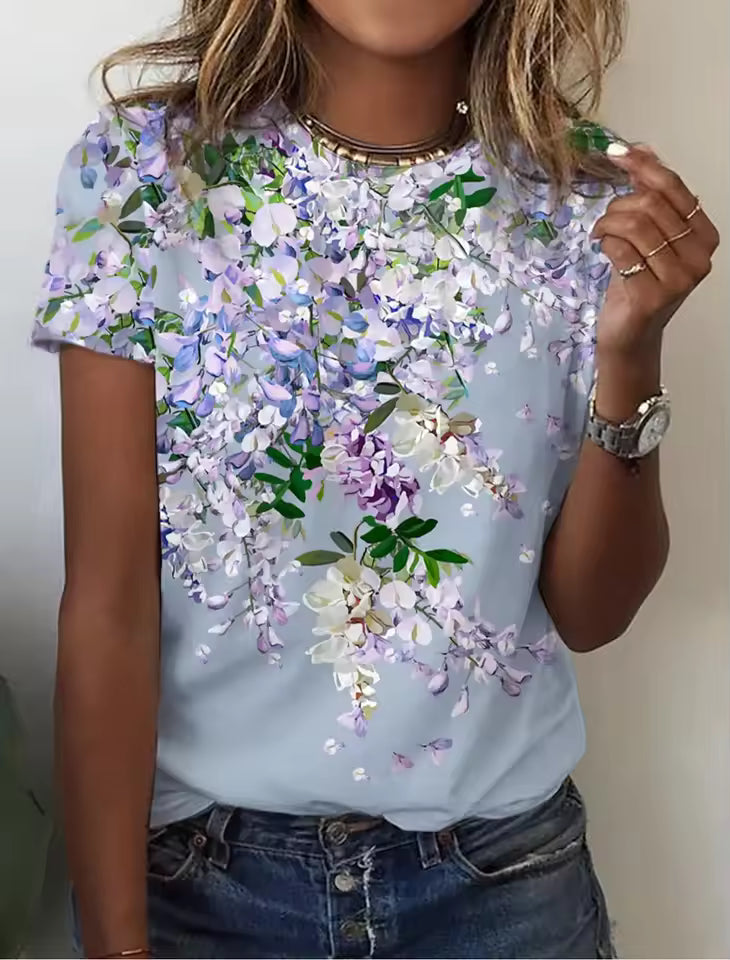 Michelle | Women's Cute Blooming Art Print Shirt