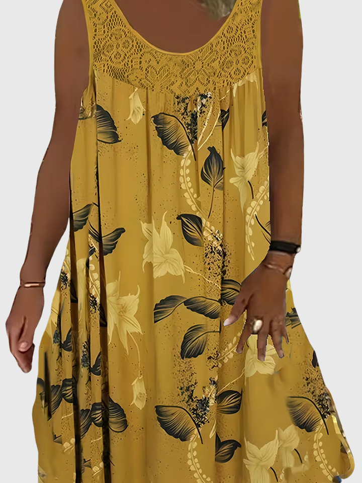 Zyra | Loose Sleeveless Maxi Dress With Round Neck