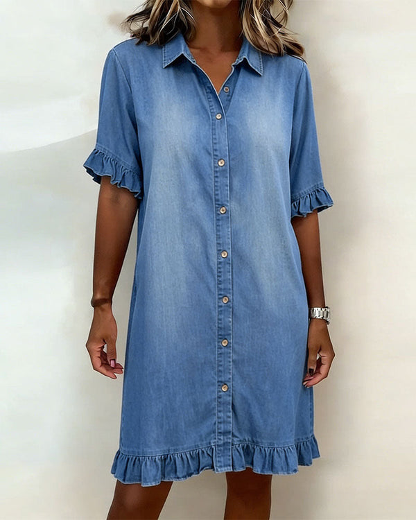 Zandrea | Comfortable Denim Dress With Flattering Rubbing