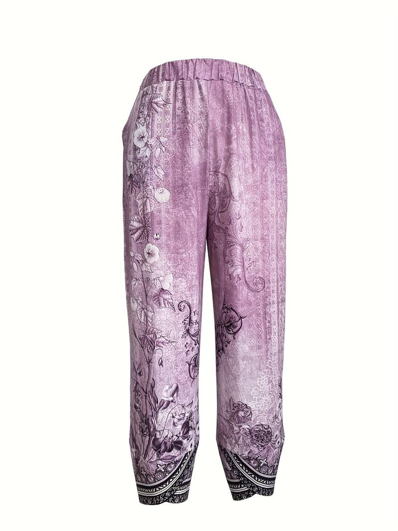 Natasha | Vintage Floral Capri Pant With Elastic Waist