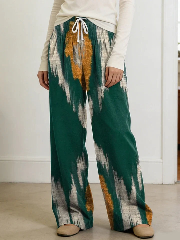 Adah | Women's Geometry Color Splicing Gradient Art Print Casual Pants