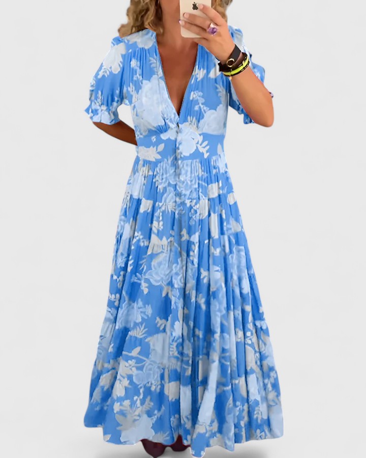 Cameryn | Elegant Floral V-neck Dress