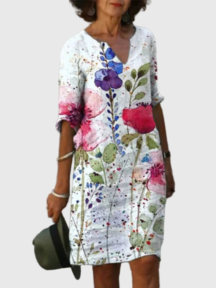 Addison | Spring Dress with V-Neck and Three-Quarter Sleeves