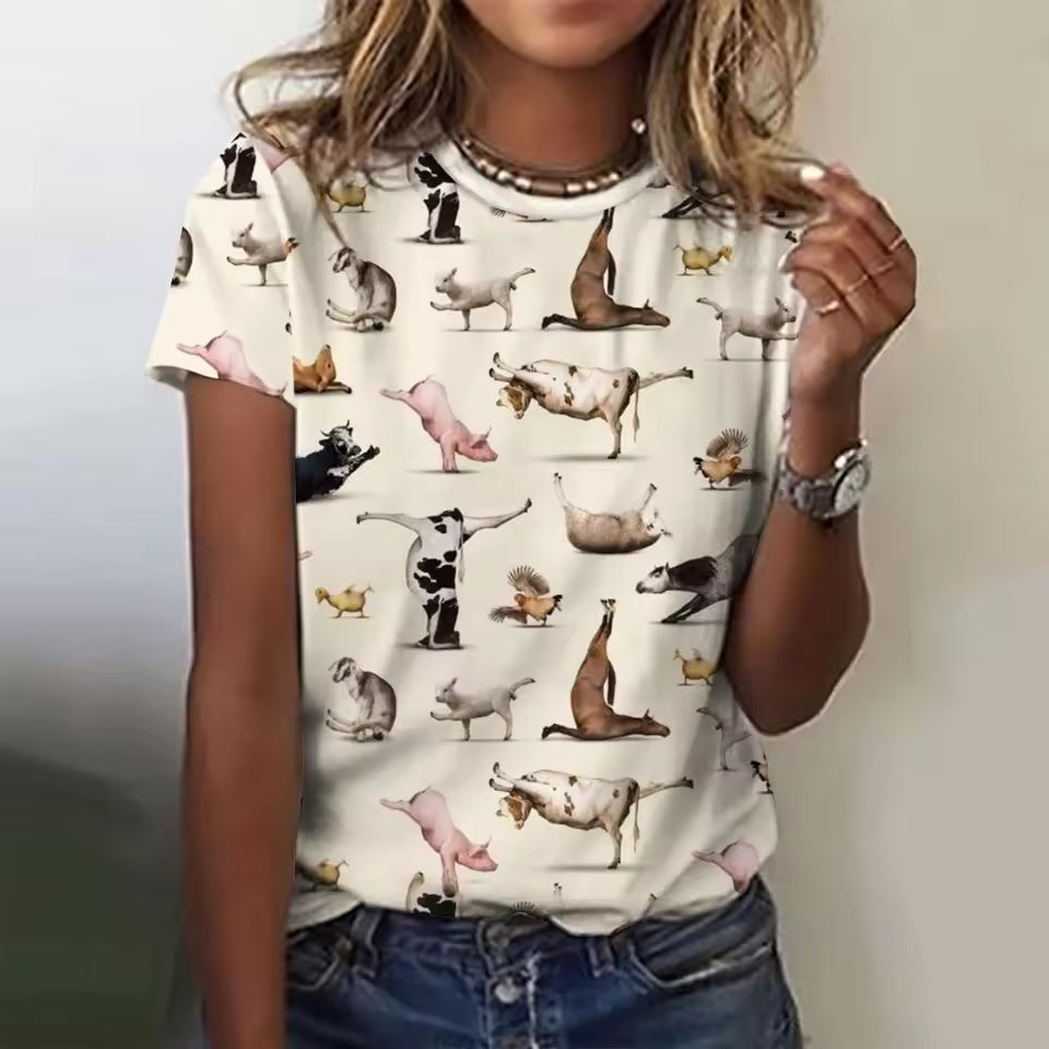 Liliana | Women's Cute Zoo Animals Art Print Shirt