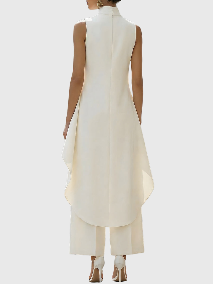 Fleur | Asymmetric Layered Sleeveless Top & Wide-Leg Pants Set