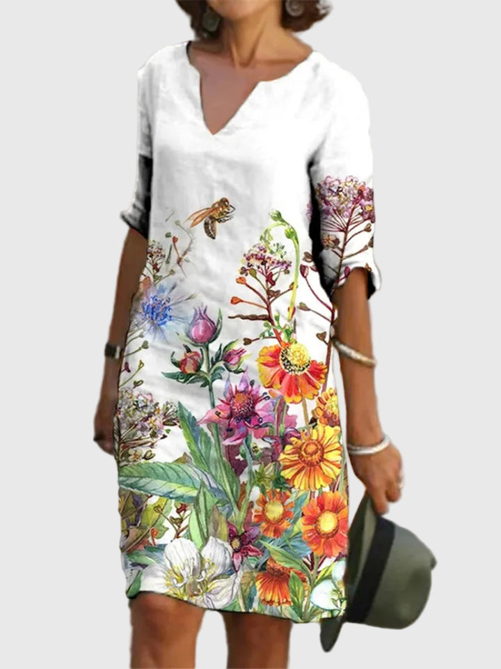 Addison | Spring Dress with V-Neck and Three-Quarter Sleeves