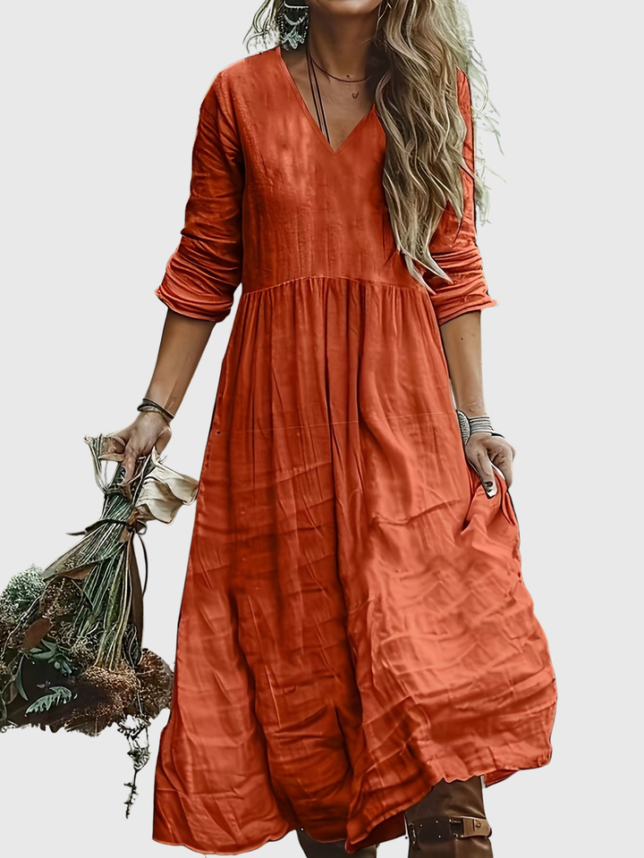 Sharon | Fashionable Long Dress With V Neck