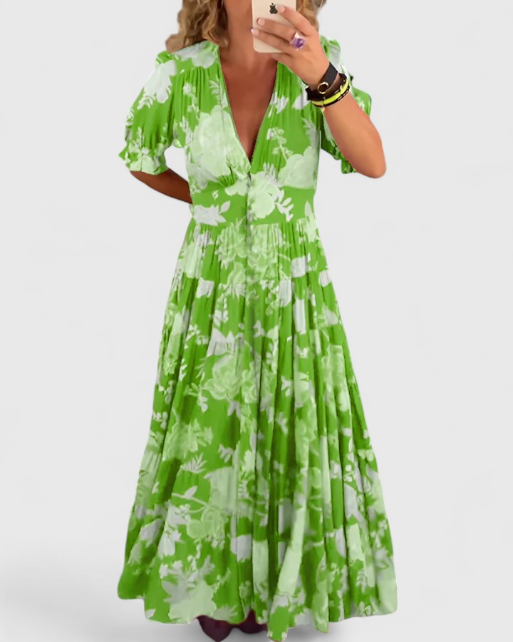 Cameryn | Elegant Floral V-neck Dress
